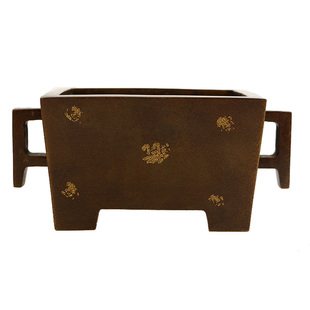 全铜马槽香炉家用仿古宣德炉室内香薰炉苏工方形香炉茶道禅意摆件