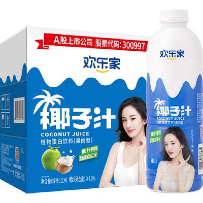 欢乐家香浓椰汁果肉1L*6瓶