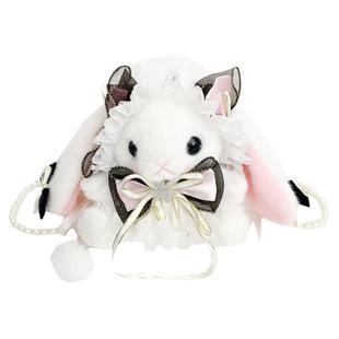 小兔子女孩毛绒包斜挎包少女儿童包软妹针织链条可爱日系卡通背包