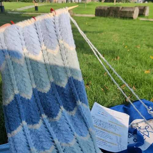 波浪渐变围巾手工编织diy材料包云朵棉花糖粗毛线自织送男女朋友