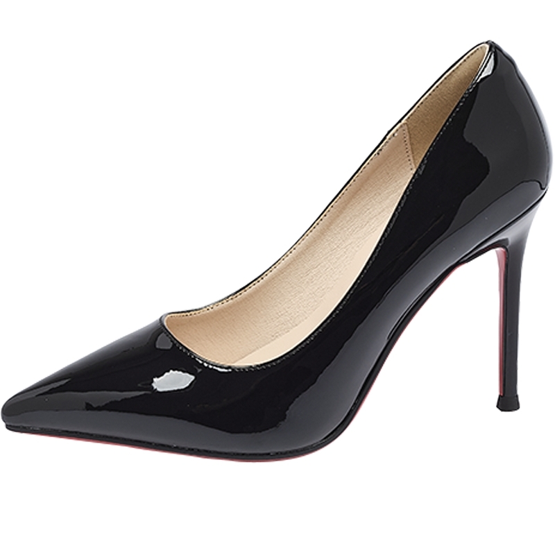 达芙妮黑色高跟鞋女细跟2025秋冬新款尖头高级感红底单鞋绝美皮鞋