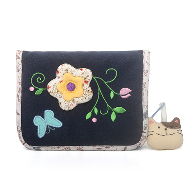 kine猫棉布女卡通短款钱包钱夹