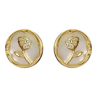 阿瑶贝壳花耳环女不对称郁金香无耳洞高级感蚊香盘耳夹春夏耳饰潮