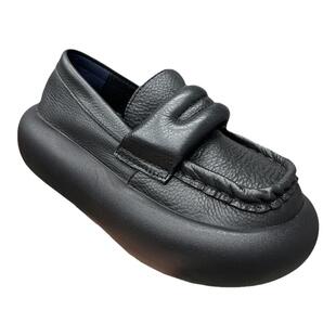 艺鞜2026年春季新款真皮厚底面包鞋松糕头层牛皮大头浅口单鞋子女