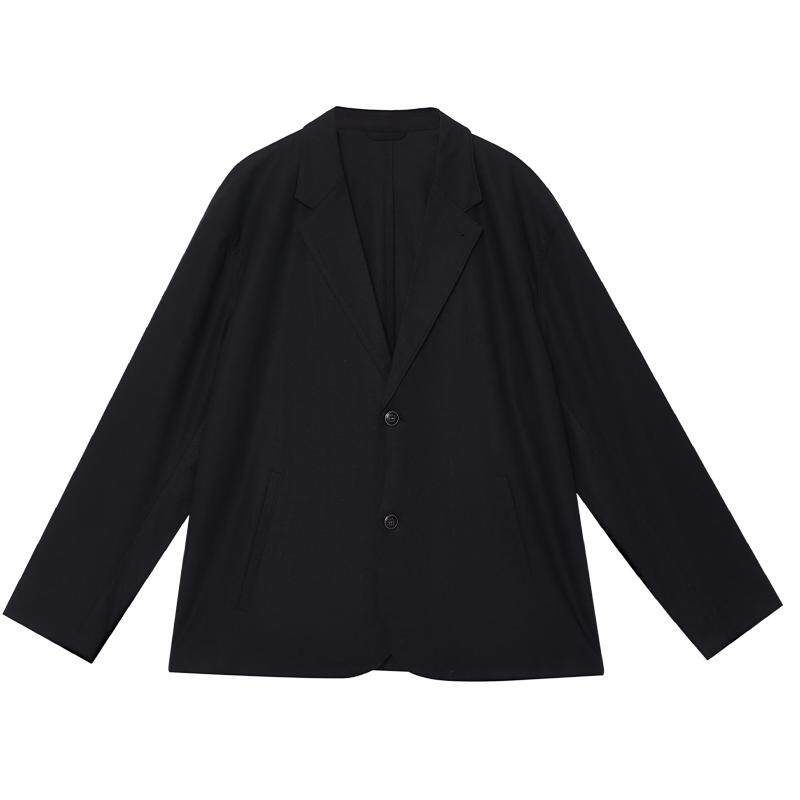 【麻混纺】杰克琼斯男装夏季西服外套简约纯色两粒扣平驳领宽松