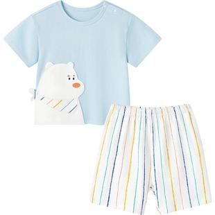 博睿恩男女宝宝套装春夏款凉感透气儿童短袖t恤+短裤两件套童装