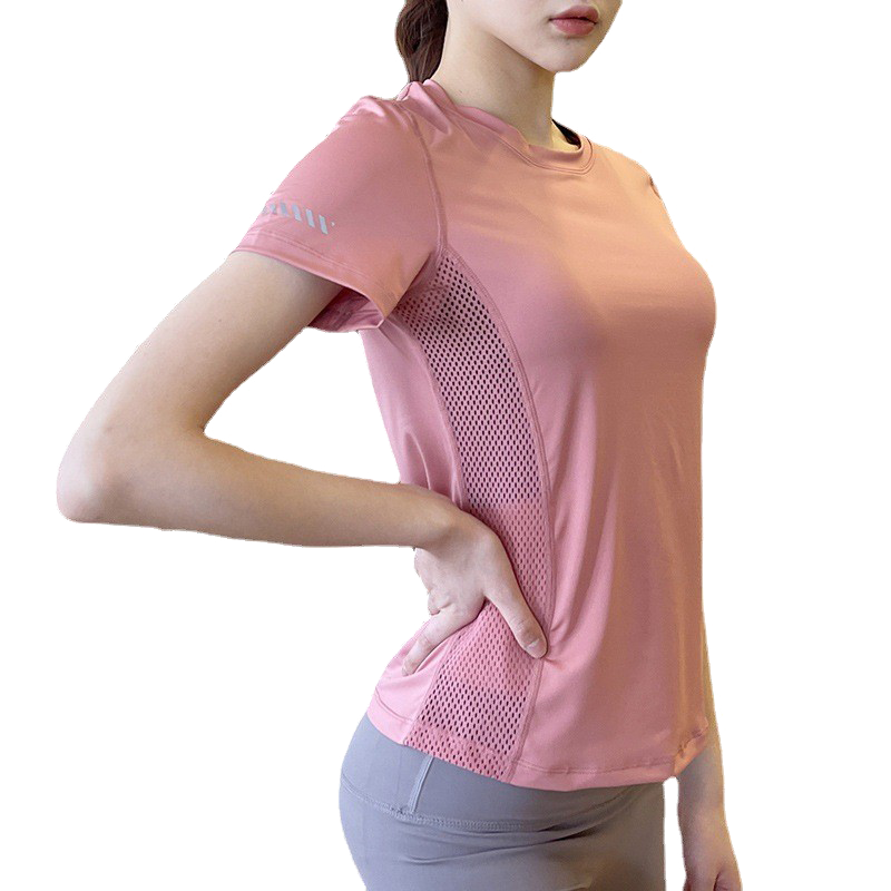 网红运动T恤女套装2025夏季新款冰丝健身服瑜伽吸湿短袖上衣薄款
