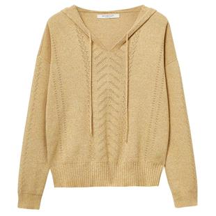 EXCEPTION例外女装春秋款挑孔工艺设计棉麻宽松毛针织衫套头衫