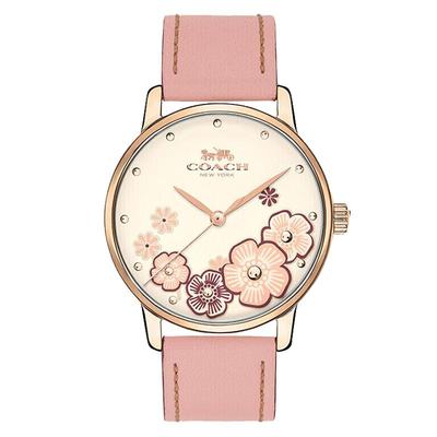 【自营】COACH/蔻驰手表女 GRAND系列小牛皮茶玫瑰石英表14503009
