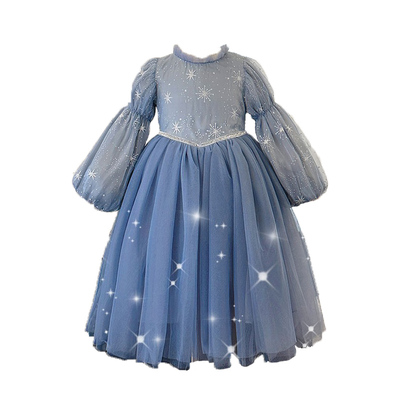 女童冰雪奇缘秋冬爱莎公主礼服裙