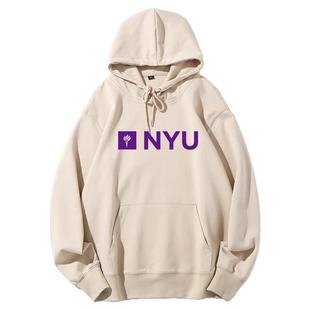 NYU美国纽约大学连帽卫衣纪念品New York University连帽衫加绒