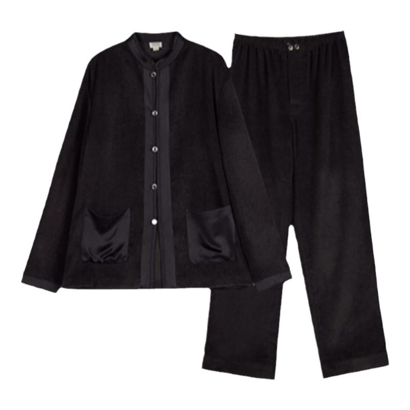 丝侬中山装真丝羊毛家居服套装