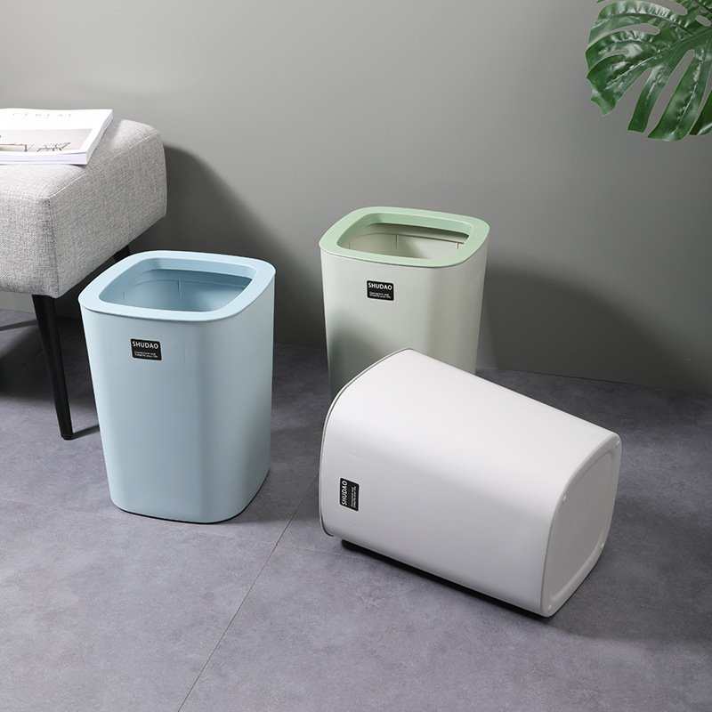 家用宿舍创意简约无盖垃圾桶垃圾袋式带办公室隐藏客厅厨房压圈