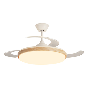 箭牌奶油原木风电扇灯新款奶油风超薄卧室餐厅隐形静音智能风扇灯