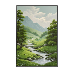 背有靠山挂画入户玄关客厅装饰画现代简约山水风景落地画竖版挂画