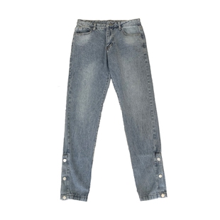 FOG高街风格宽松直筒复古排扣牛仔裤男潮流百搭长裤潮牌裤子男