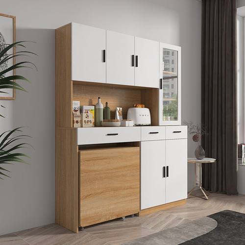 7T定 制折叠餐桌餐边柜一体储物柜现代简约茶水柜客厅碗柜置物收