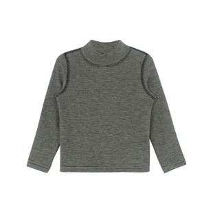 大耳象女童中领条纹打底衫冬季新款宝儿加绒百搭加厚内搭保暖上衣