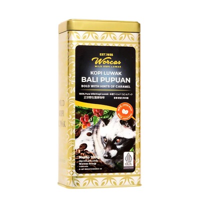 印尼进口WORCAS猫屎咖啡豆/粉巴厘岛PUPUAN铁罐装正品醇厚低酸