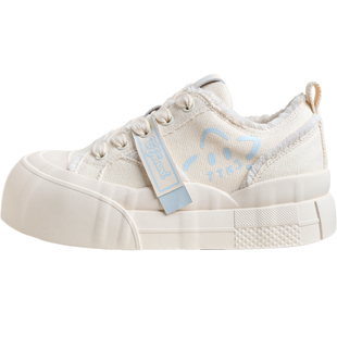 TTKJ厚底帆布鞋女鞋2026新款春夏配裙子巨好看增高小白鞋百搭板鞋