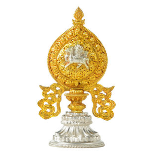 尼泊尔进口轮王七政宝铜鎏金鎏银轮王七珍宝组合七供八供桌面摆件