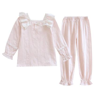 米筱米纯棉纱布公主春夏儿童睡衣