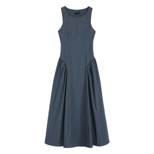 NEVA HU 后背镂空|方领无袖连衣裙女宽松休闲背心裙小众气质长裙