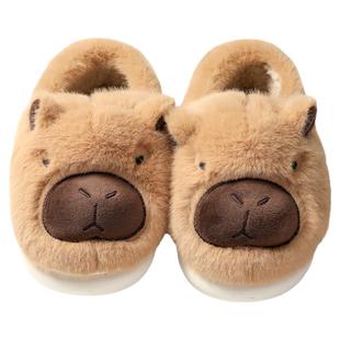 卡皮巴拉包根棉拖鞋冬天居家保暖防滑丑萌半拖棉鞋柔软鞋底