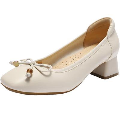 百丽粗高跟浅口单鞋子秋季新款真皮上班穿不累脚女B2696CQ5