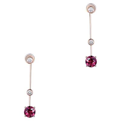 米莱红碧玺18K金镶嵌加工耳钉