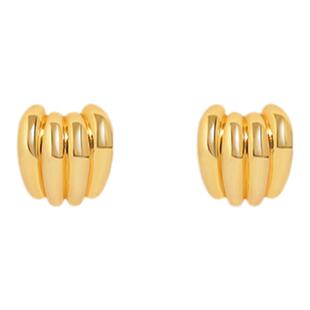 EGO ACC艺术家 欧美高级感几何重叠金属耳钉简约百搭ins耳环耳饰