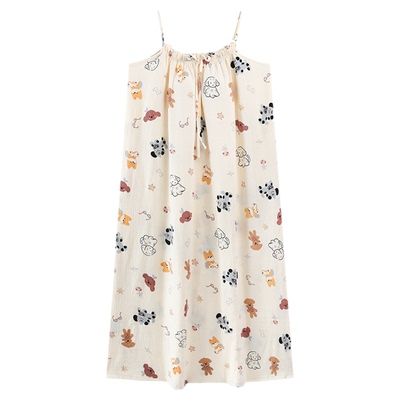 夏季吊带睡裙自带胸垫一体女士