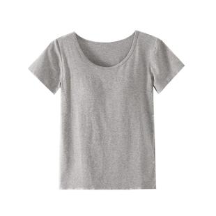 莫代尔棉带胸垫短袖T恤背心BRA-t免文胸半袖罩杯一体瑜伽睡衣打底