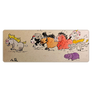 八骏图搞笑小马鼠标垫橡胶办公桌垫800x300mm可爱游戏垫来图定制