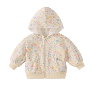 [7A抑菌]女童外套春季新款洋气儿童开襟长袖满印休闲外穿宝宝上衣