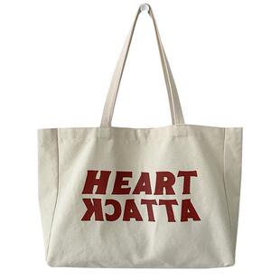 bkpp同款帆布包男女韩版夏2024新款潮超加大学生装书单肩手提包袋