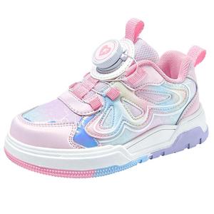 芭比童鞋女童运动鞋2025新款秋冬加绒钮扣鞋子女孩二棉鞋儿童板鞋