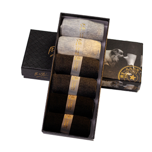 梦娜原子弹6双纯棉男袜无骨短筒商务纯色袜子黑色透气吸汗不臭脚