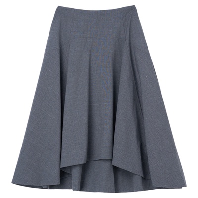 ALL BEINGS2025AW秋冬新品灰色精纺羊毛宽边宽松廓形半身长裙女