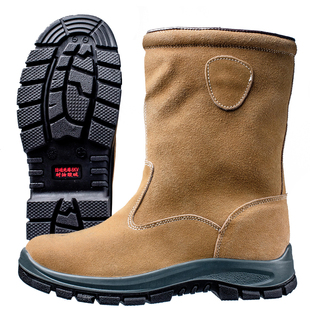 劳保靴冬季雪地靴东北保暖纯羊毛鞋高筒防滑皮毛一体电焊石油牛皮