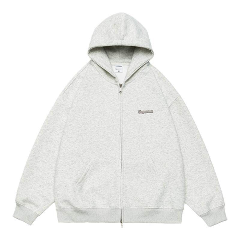 GOGOSOON 奥粒绒430g 重磅连帽加绒外套男春秋双拉链带帽开衫卫衣