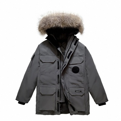 羽小白脱卸帽中长工装派克羽绒服