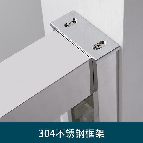 一字型淋浴房静音吊轮门304不锈钢包边洗澡房双活动门玻璃隔断