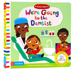 看牙医 Big Steps系列 英文原版绘本 We're Going to the Dentist 儿童行为习惯养成精装翻翻书机关操作纸板书 生活场景社交培养