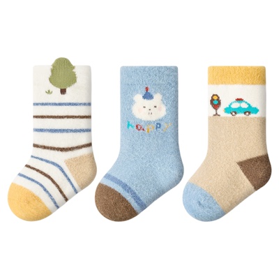 尼多熊宝宝冬季袜子加绒保暖无骨