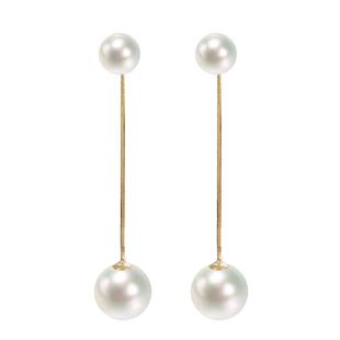 简约长款人造珍珠贝珠耳环韩版长款流苏珍珠耳坠气质耳线红色耳钉