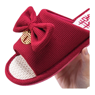 利达妮红色拖鞋结婚一对夏喜庆高级新婚陪嫁新娘婚礼家居情侣婚鞋