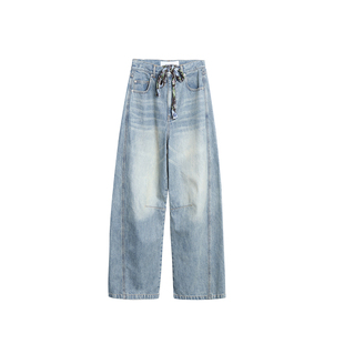 MOMENTPLAY 设计师 26春夏新品 印花抽绳解构牛仔香蕉裤  SOLSOL