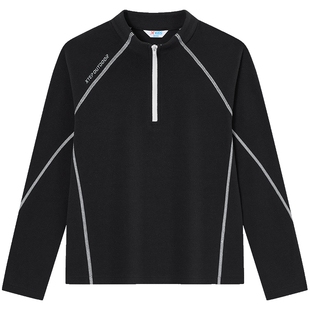 特步儿童2026年T恤新款男童半开襟长袖儿童户外打底衫中大童卫衣