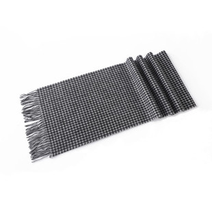 纯羊毛围巾男女冬季黑白格子羊绒围脖高级感保暖加厚礼物妈妈韩系